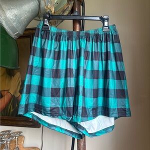 Amazon Women's Green and Black Plaid Pajama Shorts